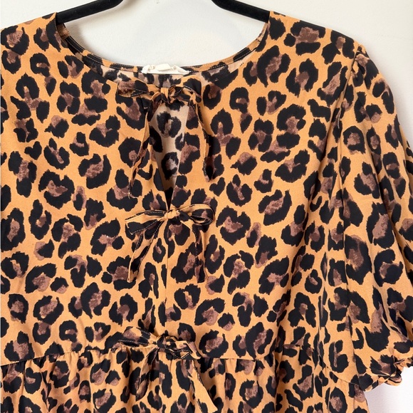 Entro 1XL Cheetah Print Bow Blouse - Picture 4 of 6